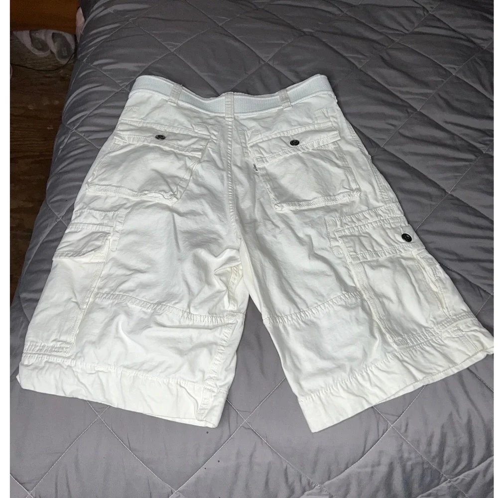 Levis Mens White Cargo Shorts with Belt Relaxed Fit Cotton‎ Twill W30 36610-0003